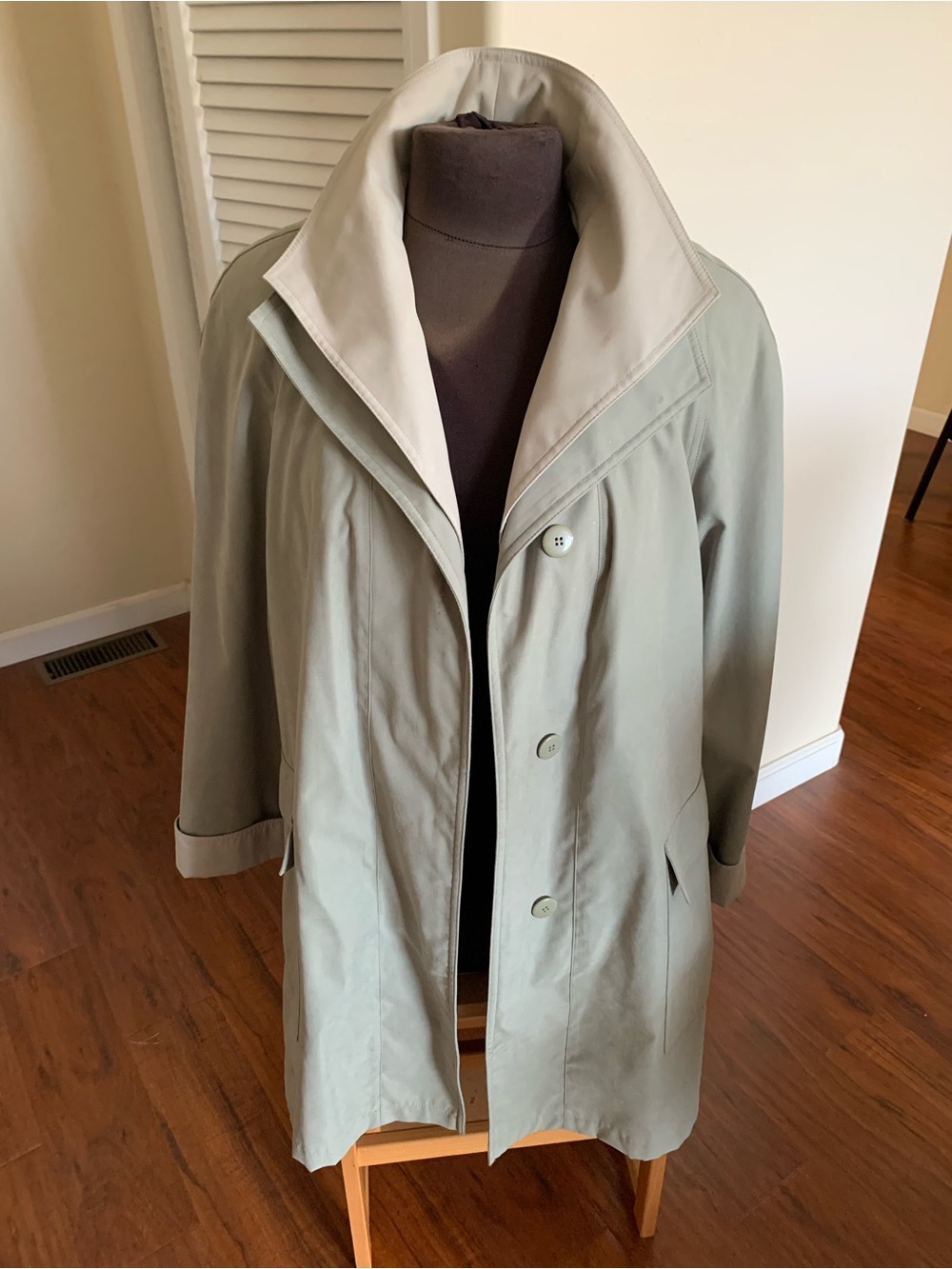 Gallery ladies Lightweight Sage Trench Coat - Classic Collared Jacket